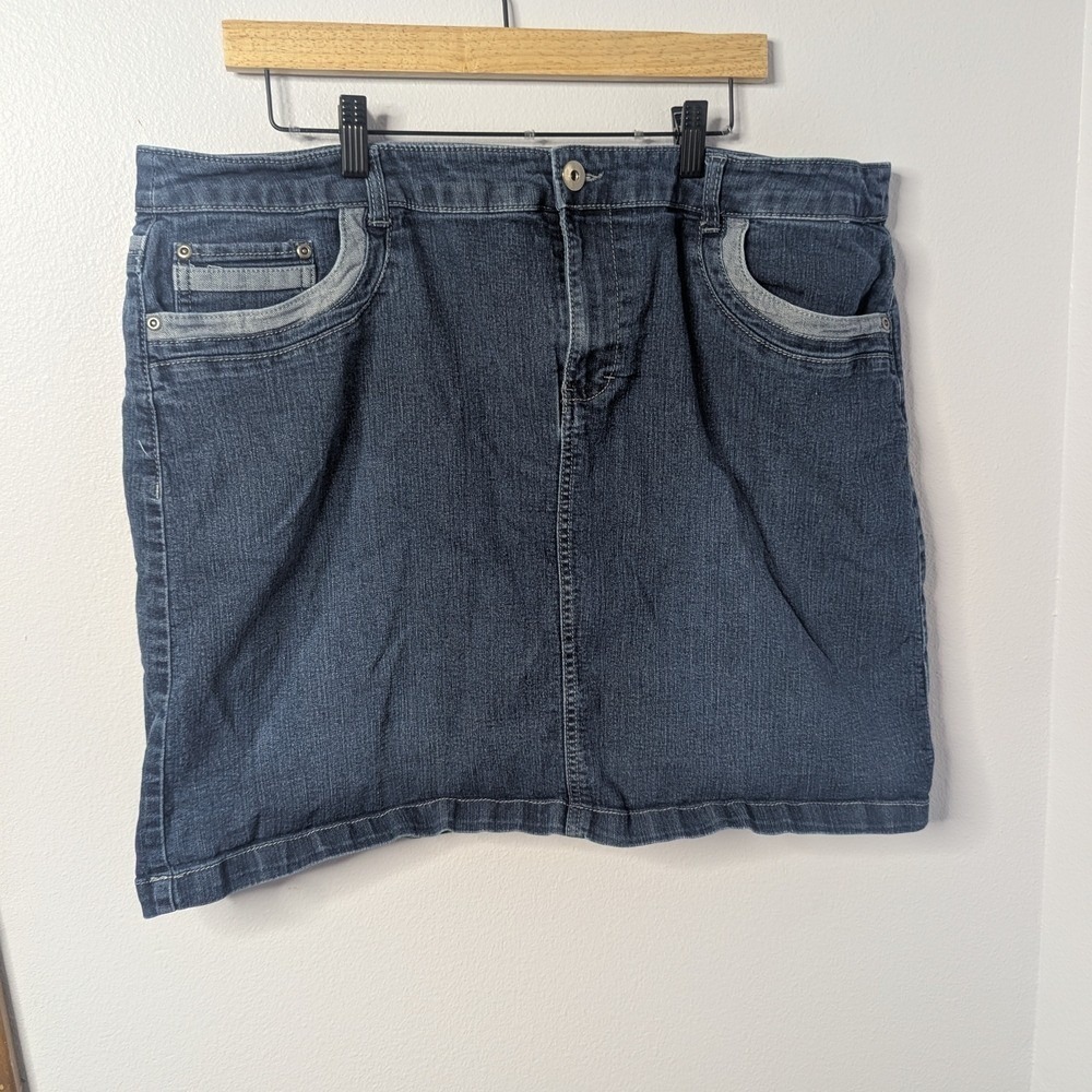 C.J. Banks Denim Mini‎ Skort Skirt with Undershorts 20W